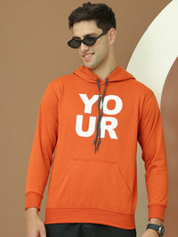 VimaL Jonney Regular Fit Orange Printed Hoodie For Men