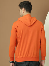 VimaL Jonney Regular Fit Orange Printed Hoodie For Men