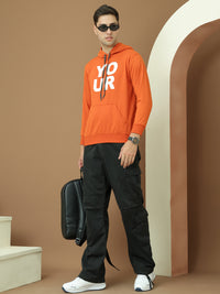 VimaL Jonney Regular Fit Orange Printed Hoodie For Men