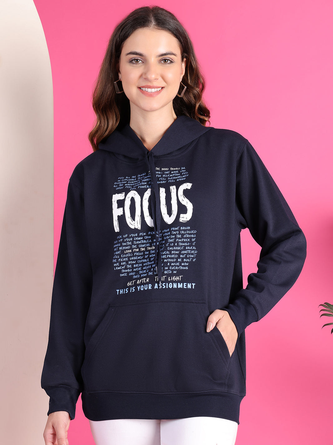 VimaL Jonney Regular Fit Blue Printed Hoodie For Women