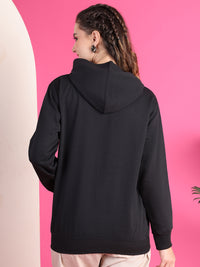 VimaL Jonney Regular Fit Black Solid Hoodie For Women