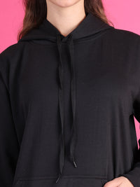 VimaL Jonney Regular Fit Black Solid Hoodie For Women