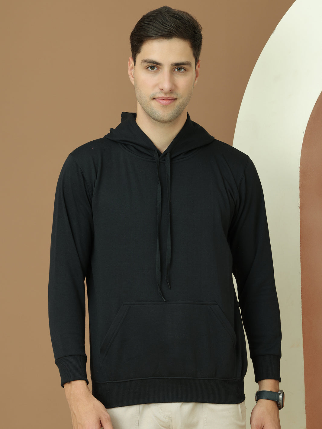 VimaL Jonney Regular Fit Black Solid Hoodie For Men