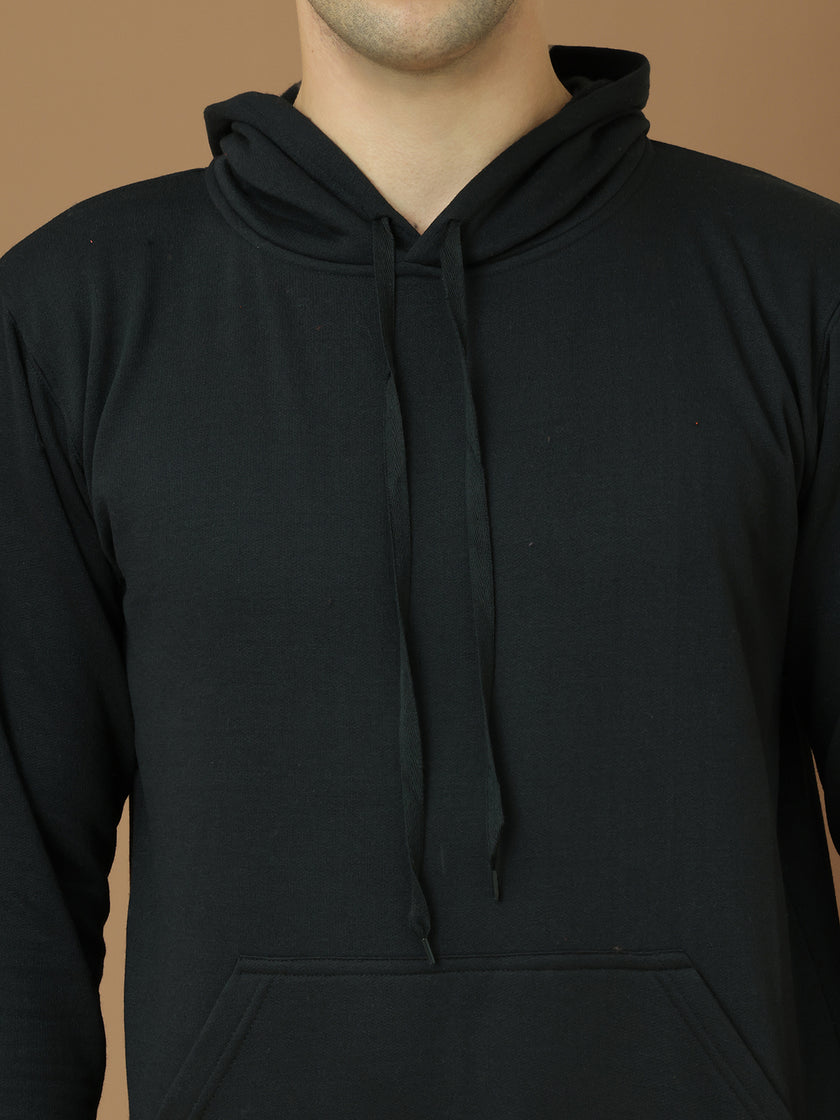 VimaL Jonney Regular Fit Black Solid Hoodie For Men