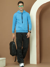 VimaL Jonney Regular Fit Blue Solid Hoodie For Men