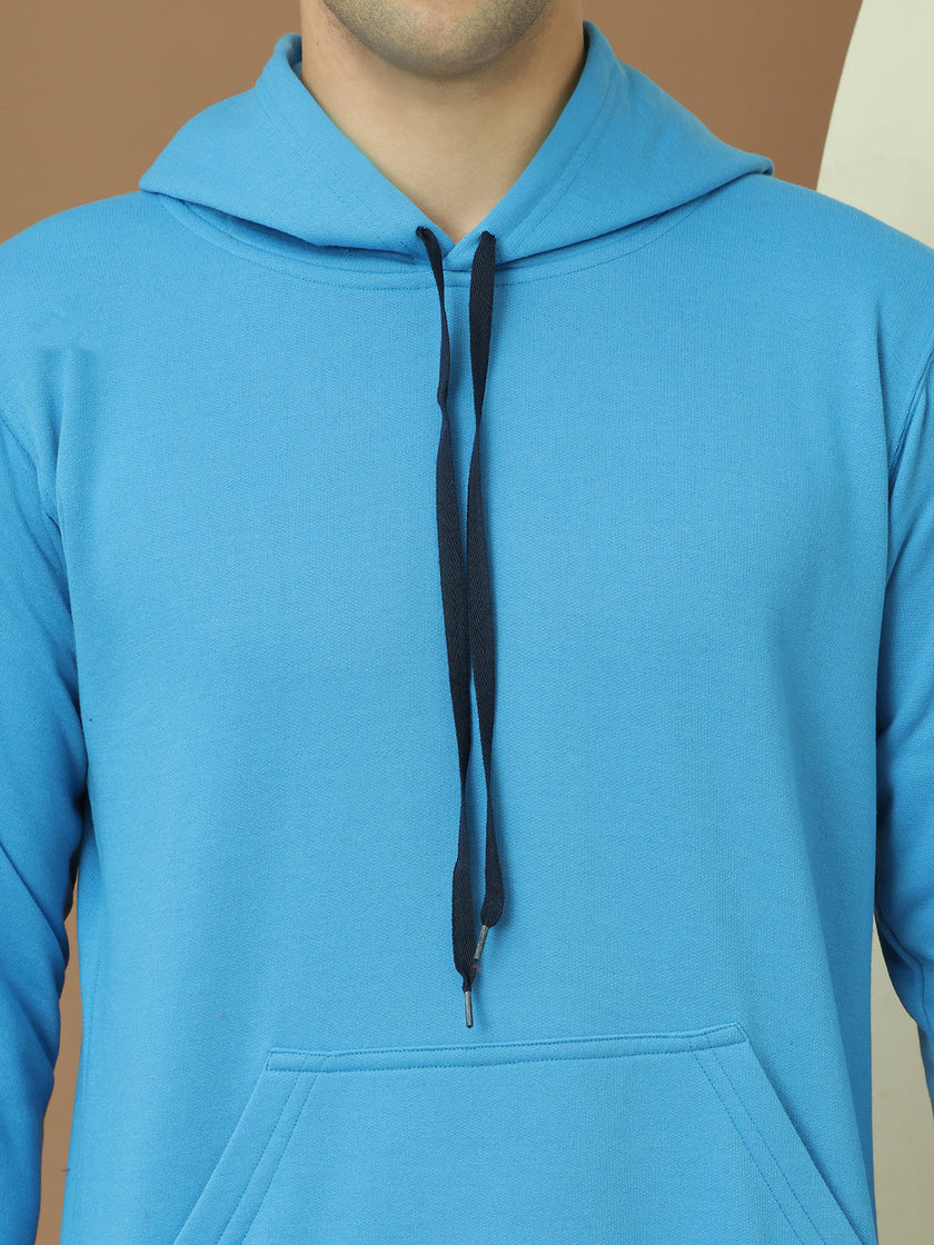 VimaL Jonney Regular Fit Blue Solid Hoodie For Men