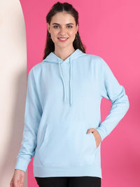 VimaL Jonney Regular Fit Blue Solid Hoodie For Women