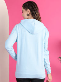 VimaL Jonney Regular Fit Blue Solid Hoodie For Women