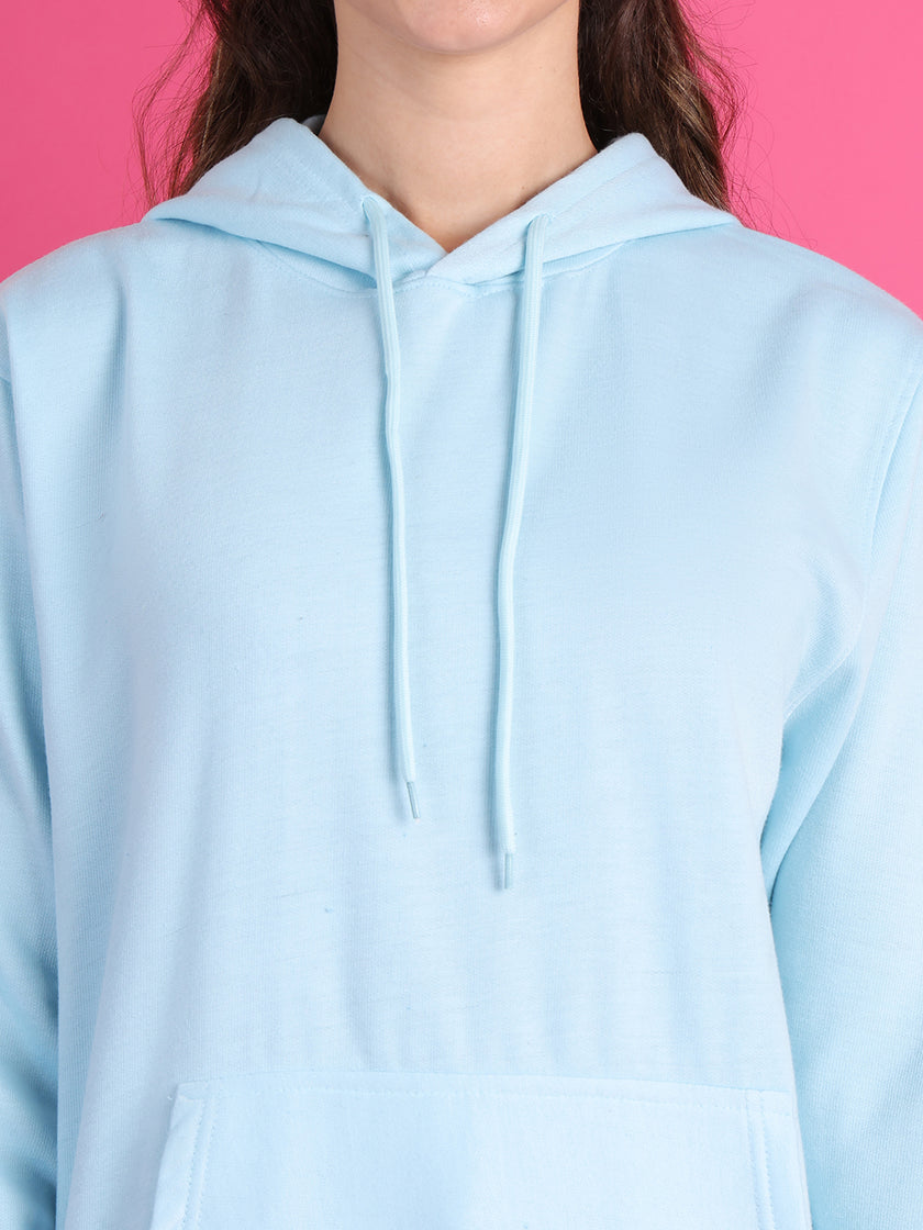 VimaL Jonney Regular Fit Blue Solid Hoodie For Women