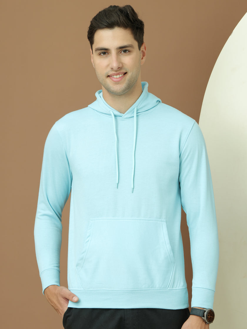 VimaL Jonney Regular Fit Blue Solid Hoodie For Men