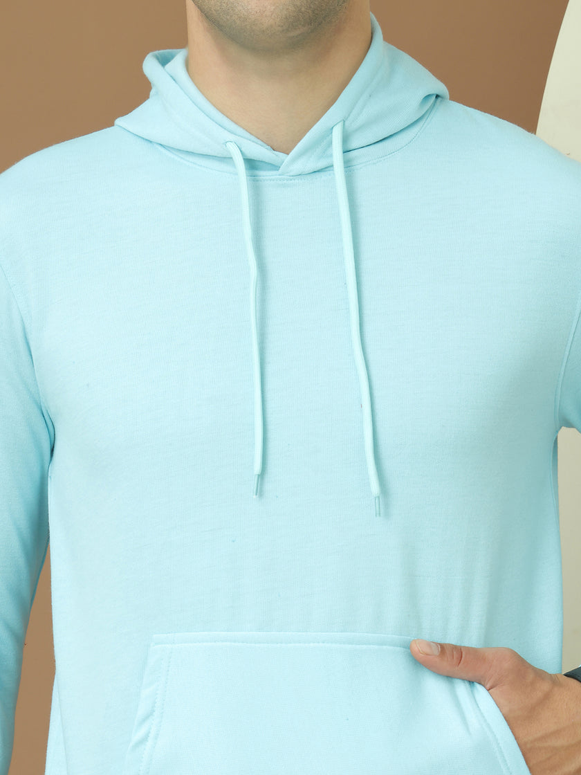 VimaL Jonney Regular Fit Blue Solid Hoodie For Men