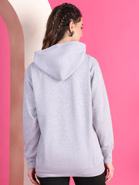 VimaL Jonney Regular Fit Grey Solid Hoodie For Women