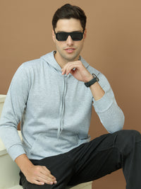 VimaL Jonney Regular Fit Grey Solid Hoodie For Men