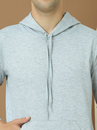 VimaL Jonney Regular Fit Grey Solid Hoodie For Men