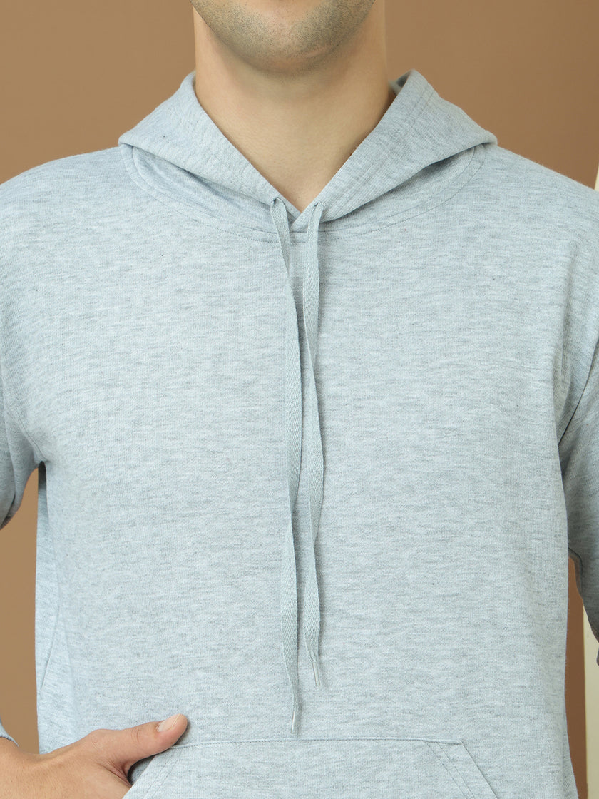 VimaL Jonney Regular Fit Grey Solid Hoodie For Men