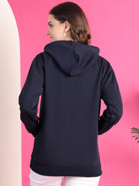 VimaL Jonney Regular Fit Blue Solid Hoodie For Women