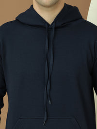 VimaL Jonney Regular Fit Blue Solid Hoodie For Men