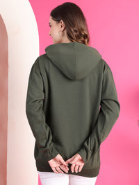 VimaL Jonney Regular Fit Green Solid Hoodie For Women