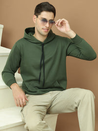 VimaL Jonney Regular Fit Green Solid Hoodie For Men