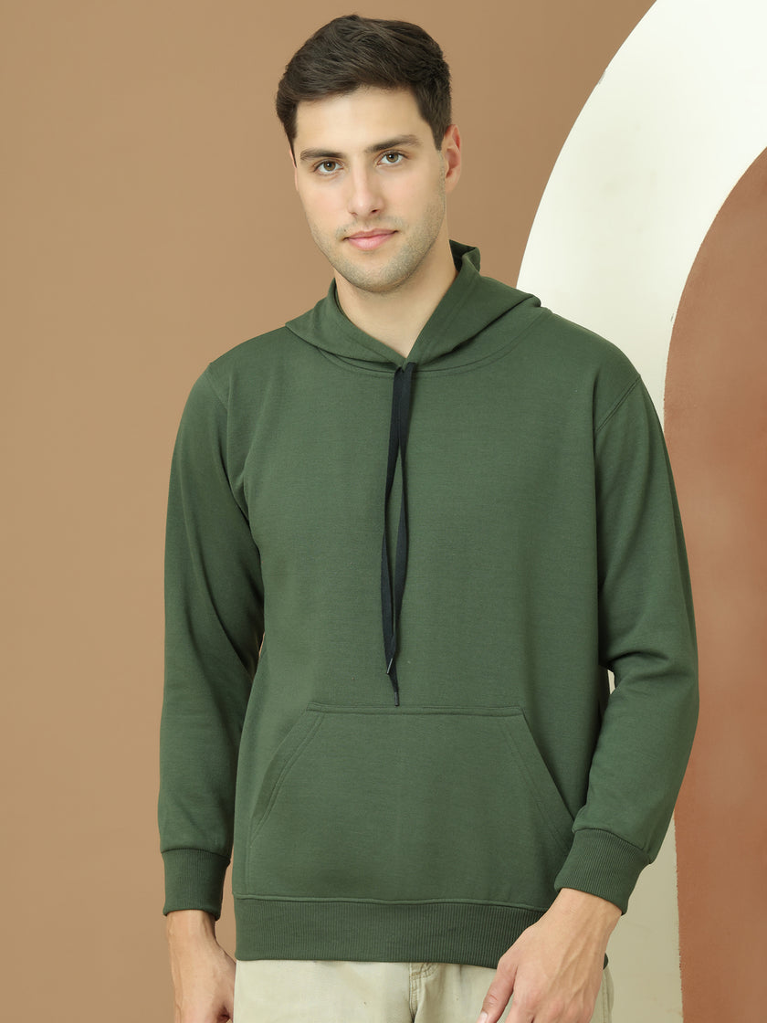 VimaL Jonney Regular Fit Green Solid Hoodie For Men