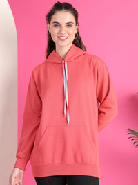 VimaL Jonney Regular Fit Pink Solid Hoodie For Women