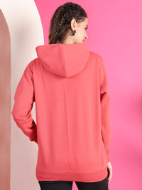 VimaL Jonney Regular Fit Pink Solid Hoodie For Women