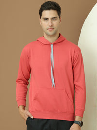 VimaL Jonney Regular Fit Pink Solid Hoodie For Men