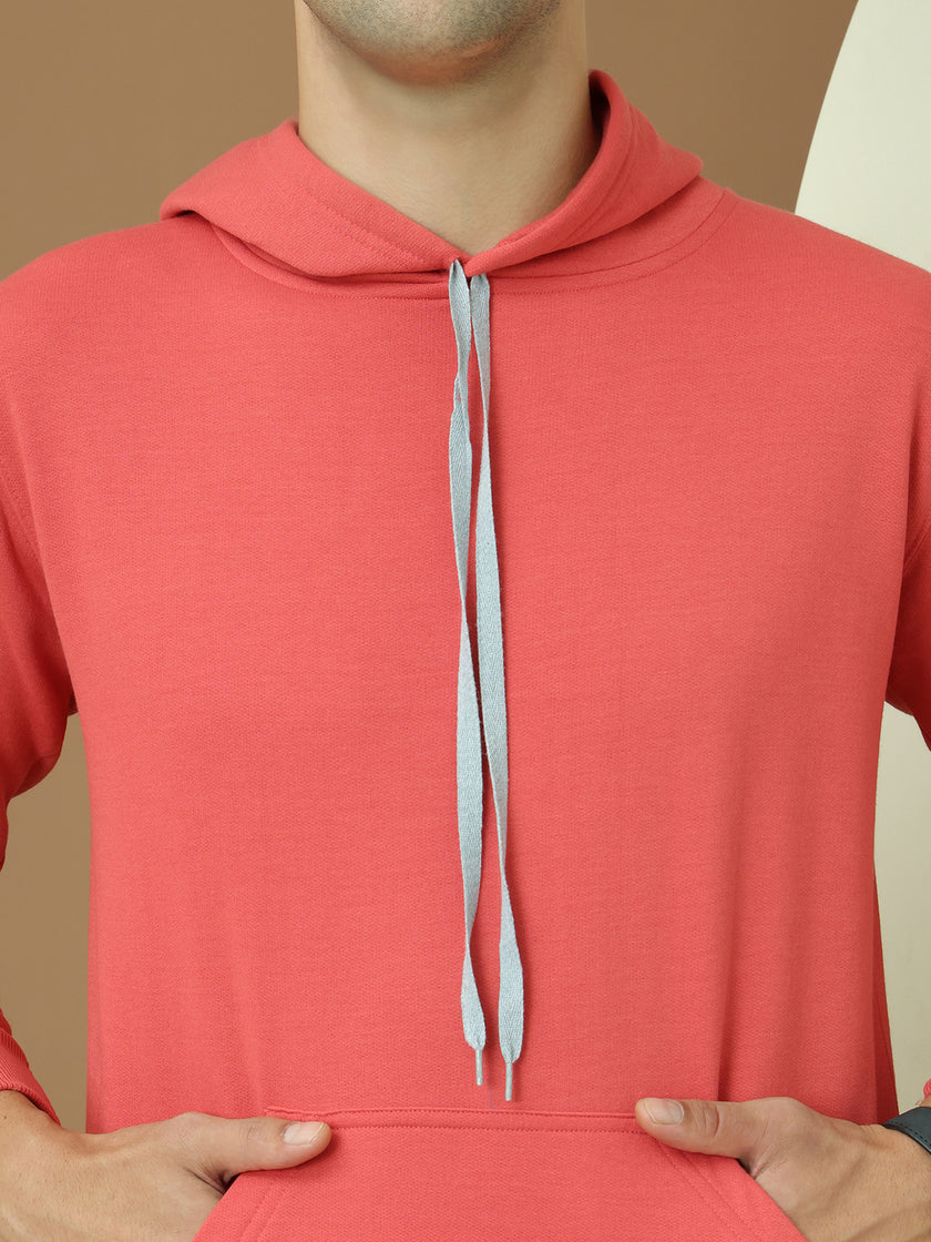 VimaL Jonney Regular Fit Pink Solid Hoodie For Men