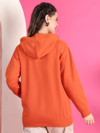 VimaL Jonney Regular Fit Orange Solid Hoodie For Women