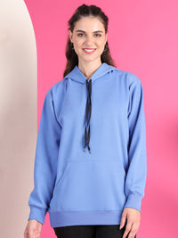 VimaL Jonney Regular Fit Blue Solid Hoodie For Women