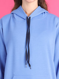 VimaL Jonney Regular Fit Blue Solid Hoodie For Women