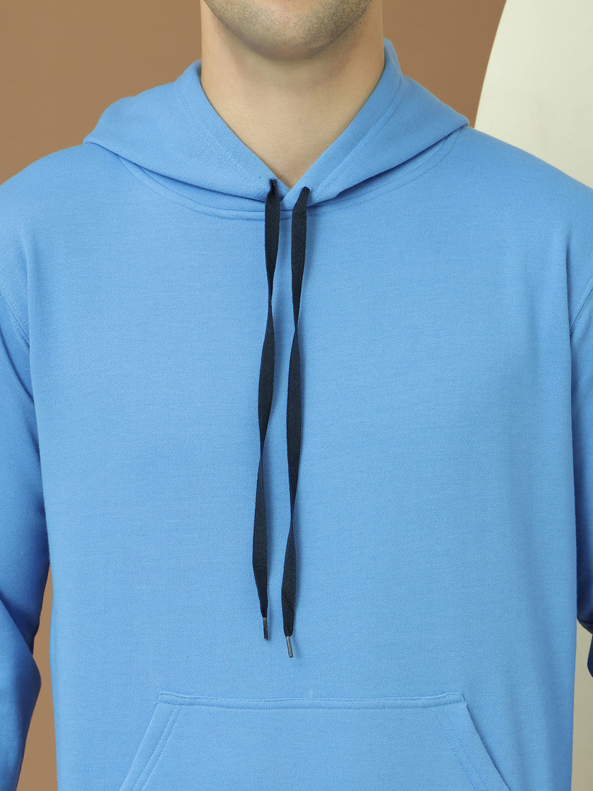 VimaL Jonney Regular Fit Blue Solid Hoodie For Men