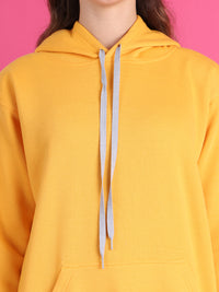 VimaL Jonney Regular Fit Yellow Solid Hoodie For Women