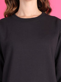 VimaL Jonney Regular Fit Black Solid Sweatshirt For Women