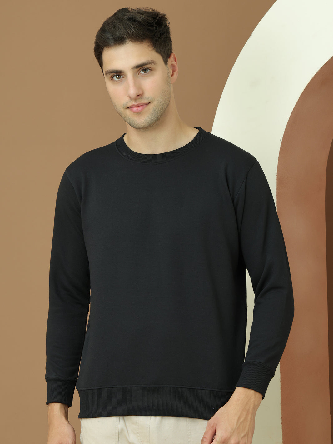 VimaL Jonney Regular Fit Black Solid Sweatshirt For Men