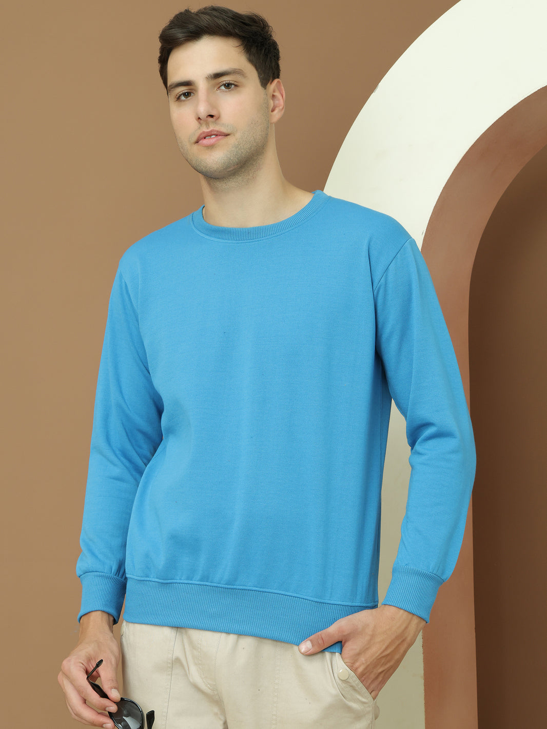 VimaL Jonney Regular Fit Blue Solid Sweatshirt For Men