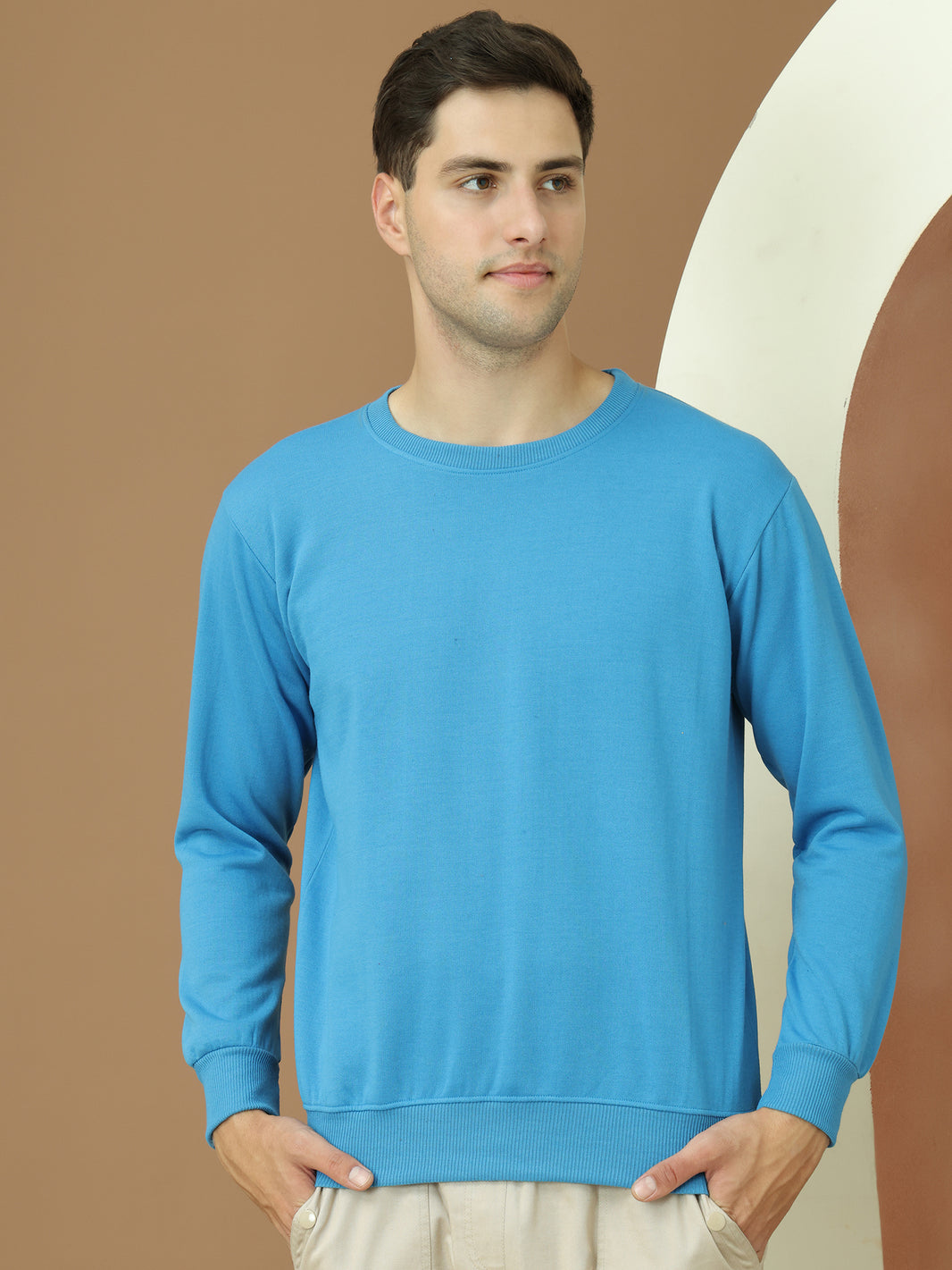 VimaL Jonney Regular Fit Blue Solid Sweatshirt For Men