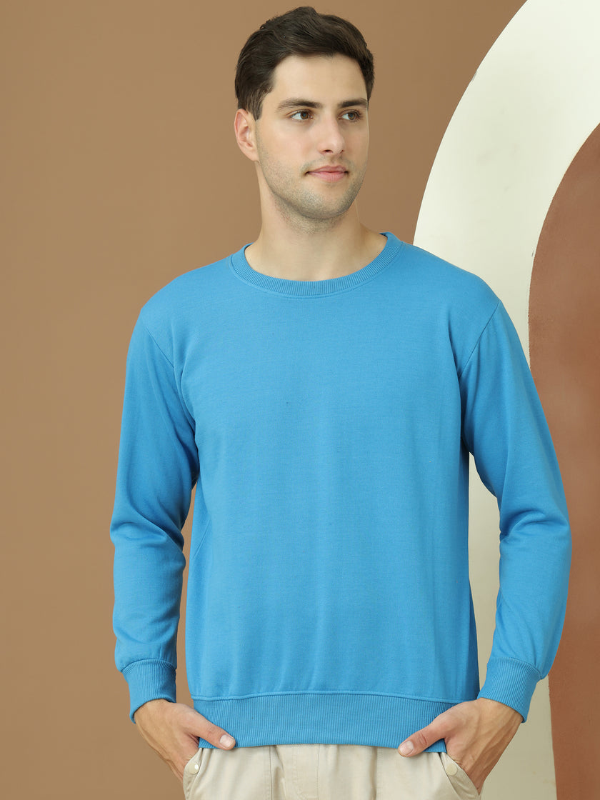 VimaL Jonney Regular Fit Blue Solid Sweatshirt For Men