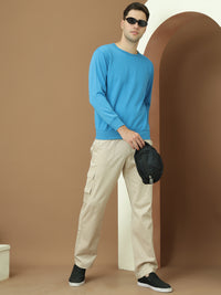 VimaL Jonney Regular Fit Blue Solid Sweatshirt For Men