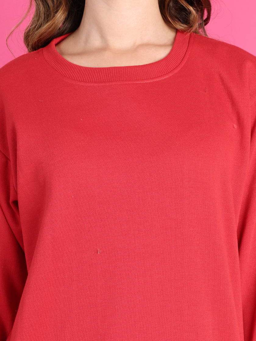 VimaL Jonney Regular Fit Maroon Solid Sweatshirt For Women