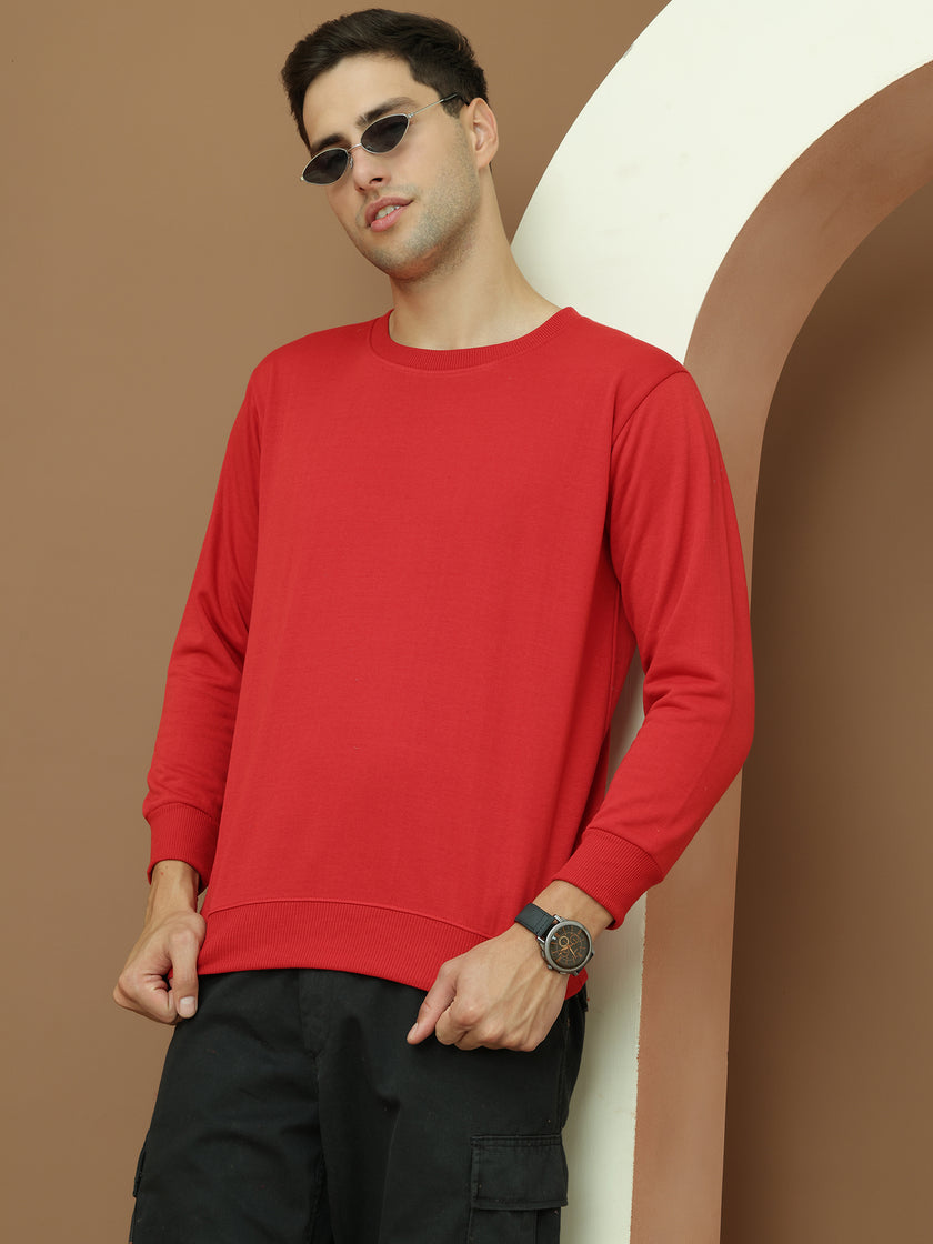 VimaL Jonney Regular Fit Maroon Solid Sweatshirt For Men