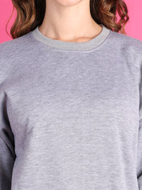 VimaL Jonney Regular Fit Grey Solid Sweatshirt For Women