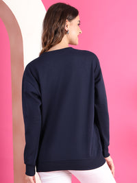 VimaL Jonney Regular Fit Blue Solid Sweatshirt For Women