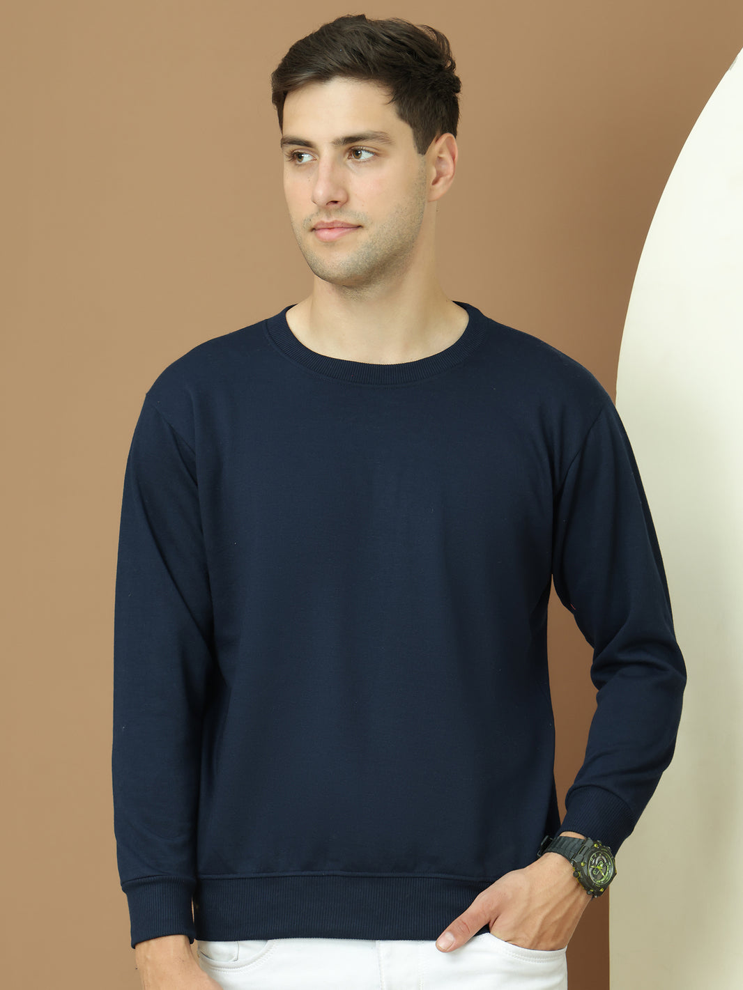 VimaL Jonney Regular Fit Blue Solid Sweatshirt For Men