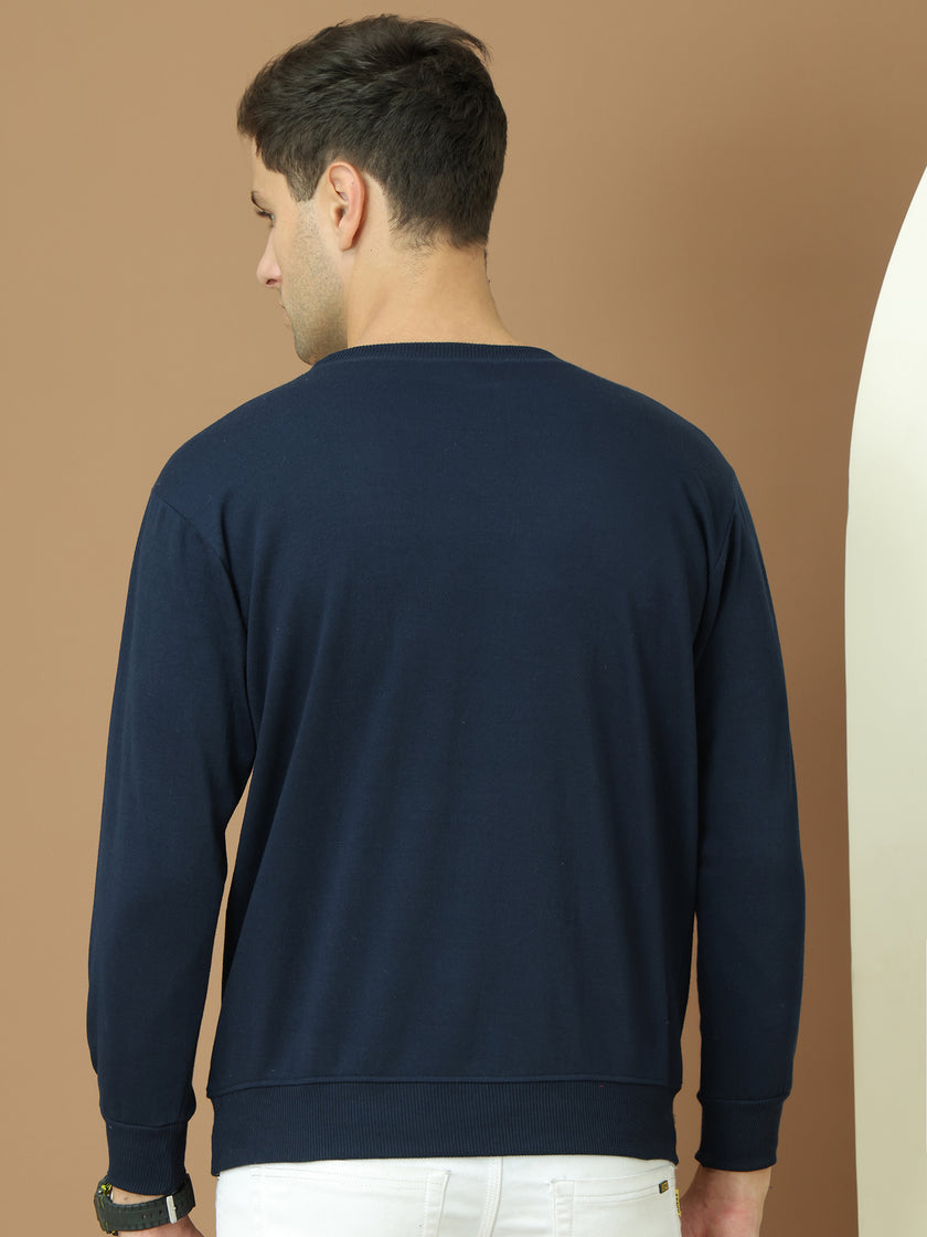 VimaL Jonney Regular Fit Blue Solid Sweatshirt For Men