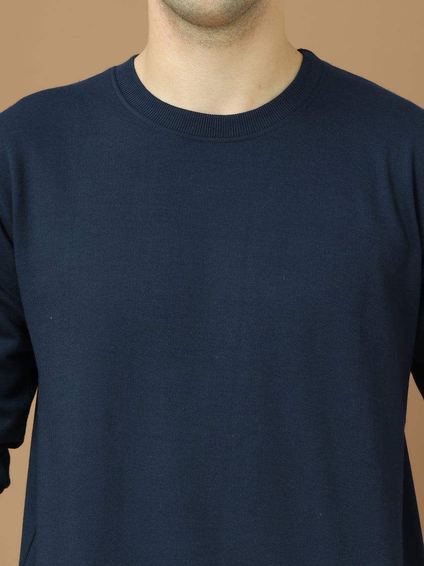 VimaL Jonney Regular Fit Blue Solid Sweatshirt For Men