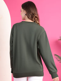 VimaL Jonney Regular Fit Green Solid Sweatshirt For Women