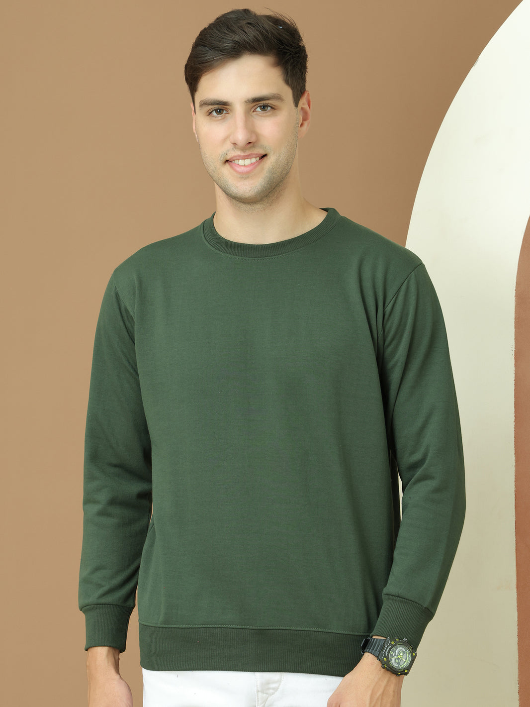 VimaL Jonney Regular Fit Green Solid Sweatshirt For Men