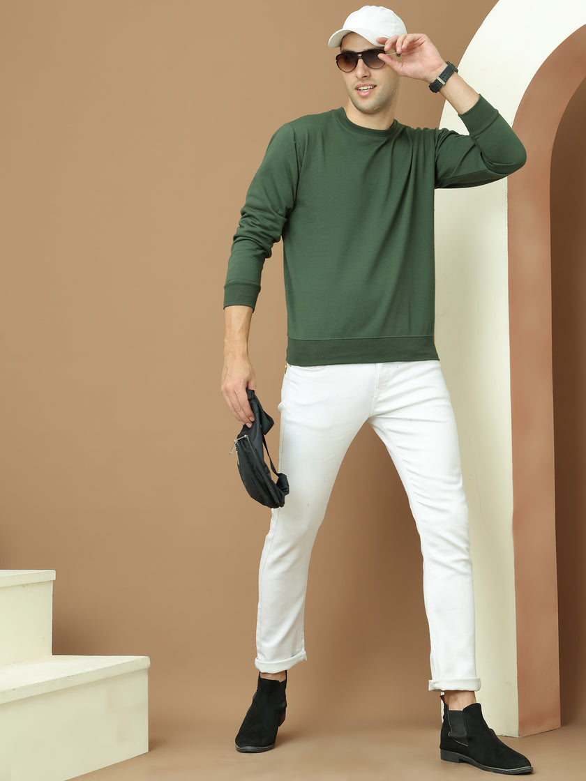 VimaL Jonney Regular Fit Green Solid Sweatshirt For Men