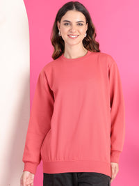 VimaL Jonney Regular Fit Pink Solid Sweatshirt For Women